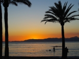Solnedgang ved østenden av Playa de Palma. Det heter S'Arenal der.