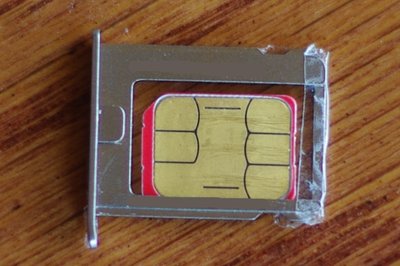 nano SIM taped to a micro SIM slot