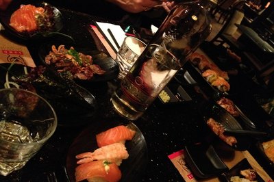 Sushi til middag. 1-2€ per bit