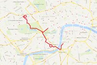 Kart over London og omtrent der vi fikk sett oss rundt.