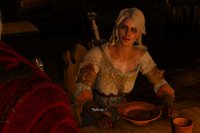 Ciri som voksen. Tilbakeblikk fra de du møter i Ciris fotspor. Her hos den blodige baronen.