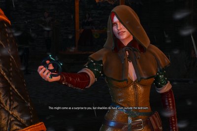Triss og Geralt lurer seg inn i en festning der heksejaktere holder til