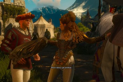 Hertug Anna Henrietta. Geralt må finne et monster som dreper hennes riddere.