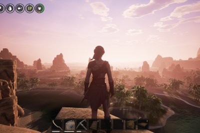 Solnedgang fra toppen av fjellet