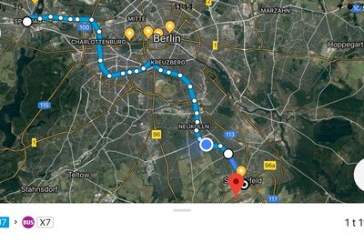 U7 igjennom Berlin fra hotellet til flyplassen. Hele veien.