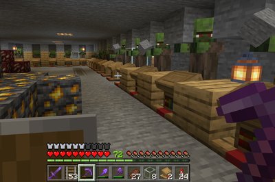 Trading hall. The villagers are temporary turned into zombies in order to heal them and then get very low prices.