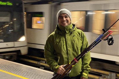 Vivek og jeg på skitur.