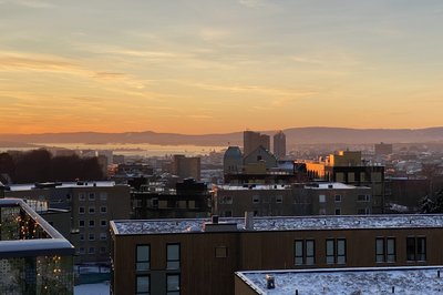 Solnedgang fra verandaen