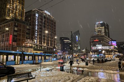 Snøkaos i Oslo sentrum