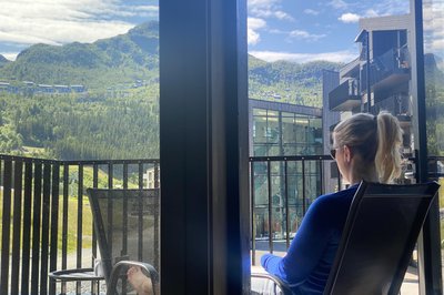 Her er vi fremme i Hemsedal. Vi leide en leilighet via AirBnB